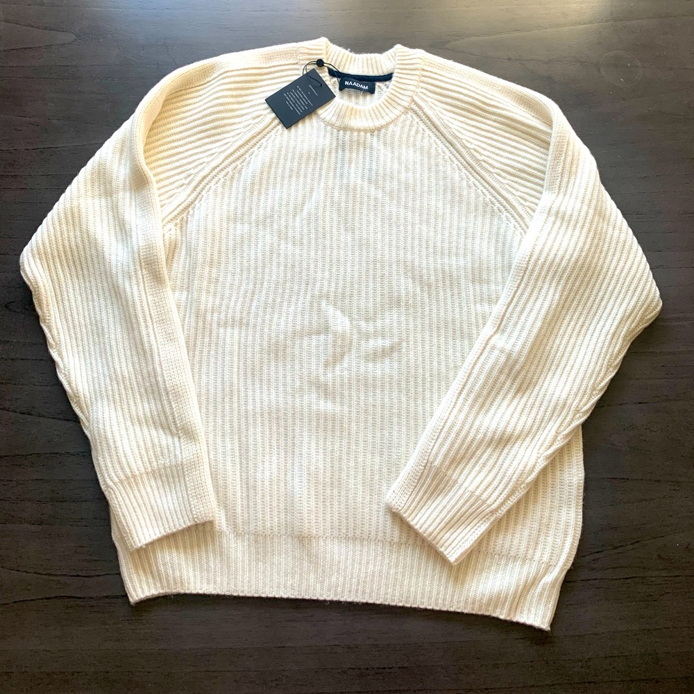 Naadam Cashmere Wool Blend Chunky Ribbed Crewneck Sweater